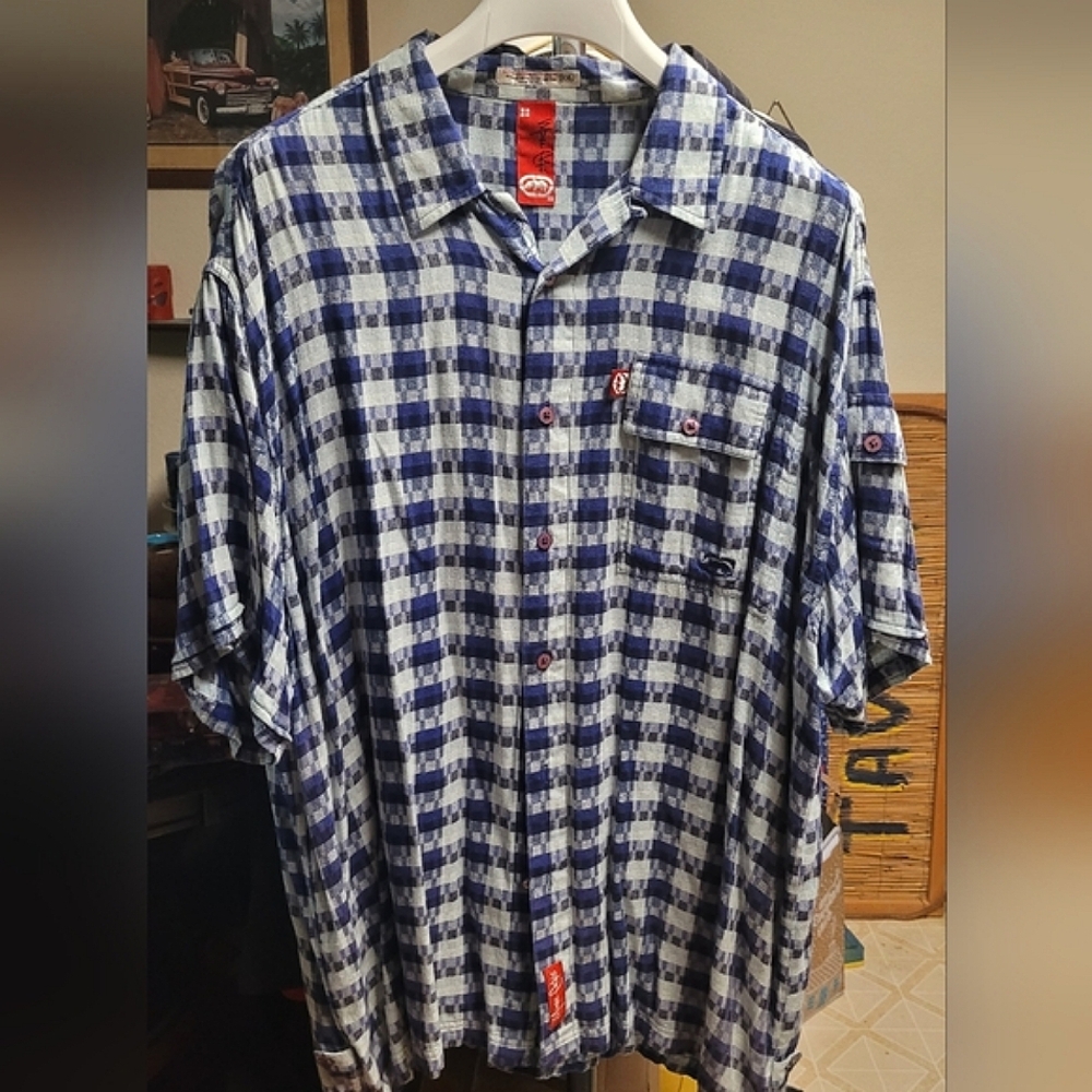 MARC ECKO button down casual shirt blue XXL
